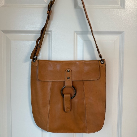 Gap 80’s Vintage Brown Leather Tan  Crossbody Cottagecore Saddle Bag Boho Retro - Picture 1 of 15